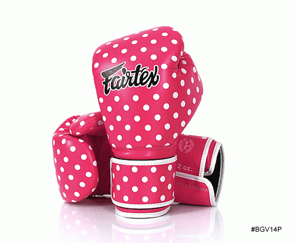 Fairtex | 超細纖維 拳擊手套 (BGV14P)-粉紅(白點)-12oz
